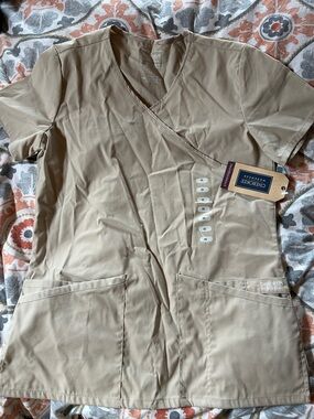 Cherokee Tan Wrap-Front Scrub Top